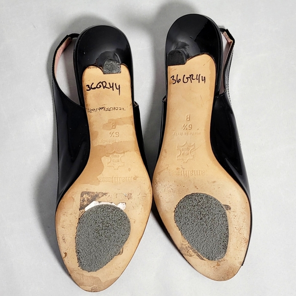 Amalfi Black Patent Leather Women's Slingback Heels EUC - Picture 5 of 7